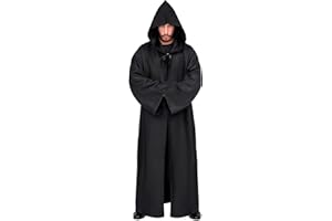 Myir JUN Capa con Capucha de Halloween para Hombre, Disfraz de Caballero para Adulto Carnaval Medieval Traje Ropa Cosplay (XL, Negro)