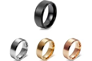 Flongo 8mm Anello Acciaio Inossidabile Lucidato, Anello Uomo Rotondo Liscio Colore Argento/Oro/RosaOro/Nero,Misura da Scelta, Regalo