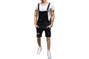 AnyuA Petos de Pantalones, Vaqueros de Mono, para Hombre, de Bolsillo, Cortos Babero Pantalón