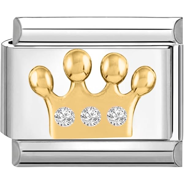 Quiges Charm Link In Acciaio Inox 9mm Con Zirconia - Compatibile Bracciali Stile Nomination #620