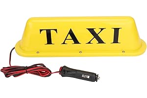 MAJATOU Taxi Sign Lamp, Taxi LED Light 12V LED Magnetic Taxi Sign Roof Top Car Super Bright Light Lamp with Cigar Lighter Taxi Windscreen Cab Indicator Sign (01)