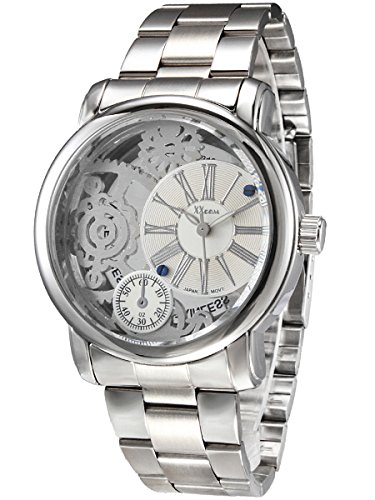 Alienwork Quarz Armbanduhr Skelett Quarzuhr Uhr modisch weiss silber Metall 2034G-02 Alienwork Quarz Armbanduhr Skelett Quarzuhr Uhr modisch weiss silber Metall 2034G-02