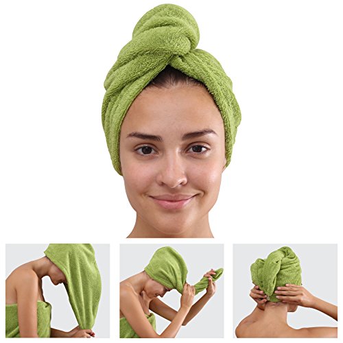 Preisvergleich Produktbild Frottee Turban Kopfhandtuch 60x26 cm Apfelgrün