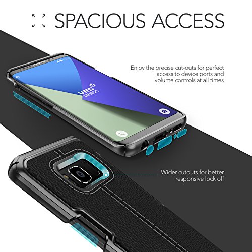 Galaxy S8 Hülle, VRS Design® Leder Schutzhülle [Schwarz] Handytasche Slim Case mit Echt-Leder Außenseite Ledertasche [Simpli Mod] für Samsung Galaxy S8 2017 - 4