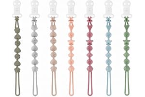 PandaEar Pack of 7 Silicone Baby Dummy Chains - Continuous Design Dummy Chain for Boys & Girls - Universal Pacifier Holder Chain for Toys