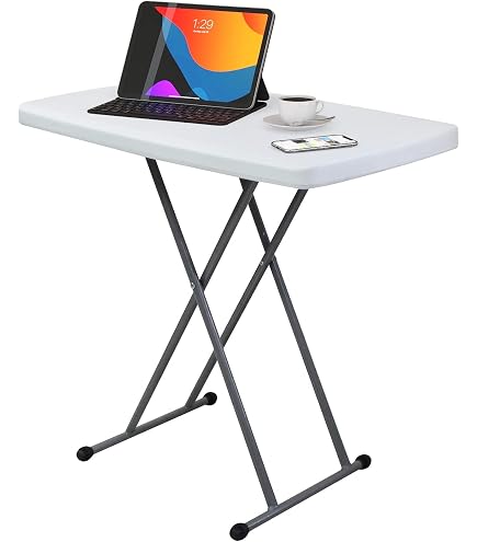 Table Pliante Extérieur Willonin - Plastique HDPE - 76x50 Cm - Hauteur Réglable 50/62/74 Cm - Portable Et Légère