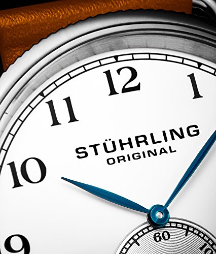 Stuhrling Original Décor Men's Quartz Watch with White Dial Analogue Display and Brown Leather Strap 207.01