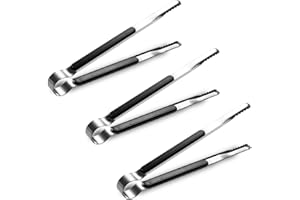 WEIQILE 3 pinzas de cocina de acero inoxidable, pinzas de cocina con mango antideslizante, ideales para cocinar, asar, carne, pinzas para pasta, pinzas para barbacoa (3 unidades negras)