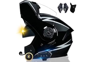 XYYYM Bluetooth Motorradhelm, Vollvisierhelm mit 2 Fahrern Helm Bluetooth Intercom DOT/ECE Genehmigt, Leicht, Klapphelm mit Doppelvisier, Modularer Helm für Erwachsene Männer Frauen S~XL