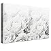 Produktbild LANA KK Luxus Ausführung – Leinwandbild"Bed Of Roses BW" mit Blumen auf 4 cm Echtholz-Keilrahmen, Bunt, 60 x 40 x 4 cm