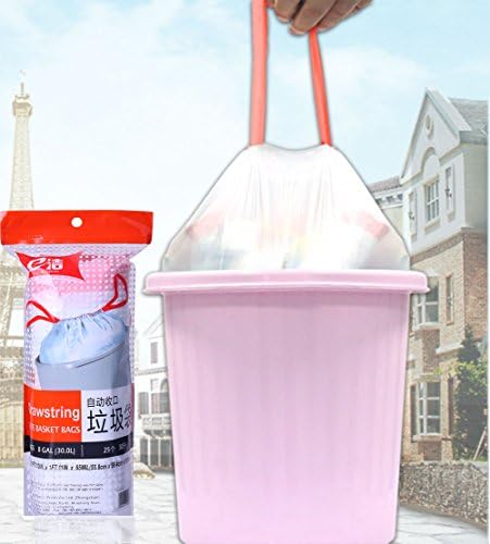 FANYI Heavy Duty Dustbin Bin Liner Garbage Bags Compostable Extra thick Kitchen Caddy Liners 25PCS 8GAL(30L)558X584X0.0165MM(White)