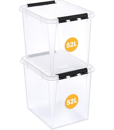 SmartStore 14L Plastic Opbergdoos met Deksel en 6 Inzetstukken - Transparant - Stapelbaar en Nestbaar - 10 Jaar Garantie - Voedselveilig en BPA-vrij - Clip Vergrendeld - L40 x B30 x H18 cm
