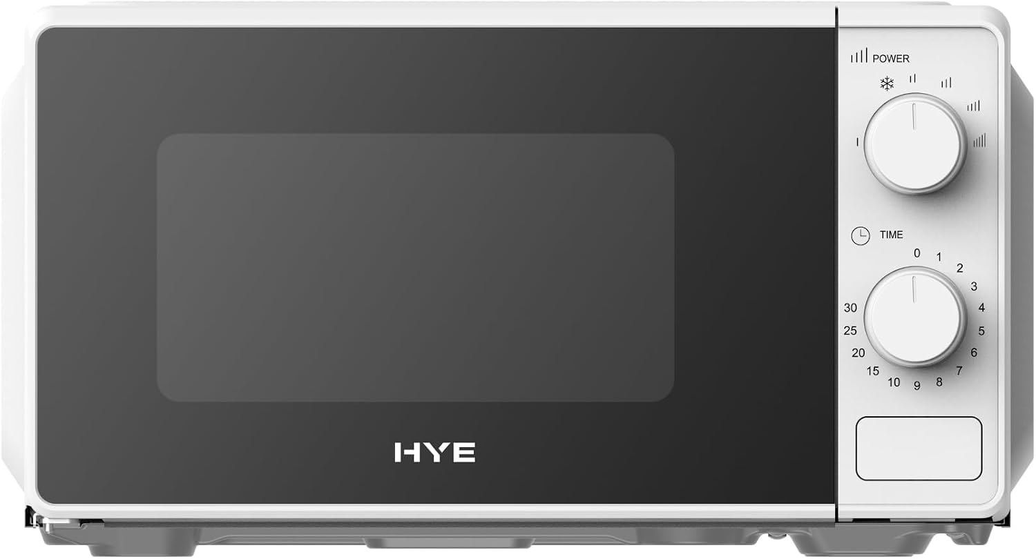 HYE Microwave - 20L 700W White Microwave Oven, Compact & Freestanding Design, Manual Controls, Preset Cooking Functions, Various Power Levels - SA01MM207W13