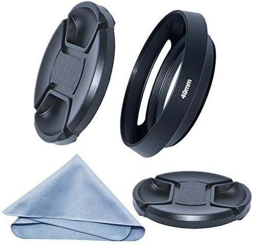 SIOTI Camera Standard Vented Metal Lens Hood with Cleaning Cloth and Lens Cap Compatible with Leica/Fuji/Nikon/Canon/Samsung Standard Thread Lens