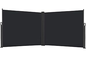 UISEBRT Podwójna markiza boczna, wysuwana, ochrona przed wzrokiem 180 x 600 cm – markiza z boku, ochrona przed wiatrem, na taras, balkon, do ogrodu (antracytowa)