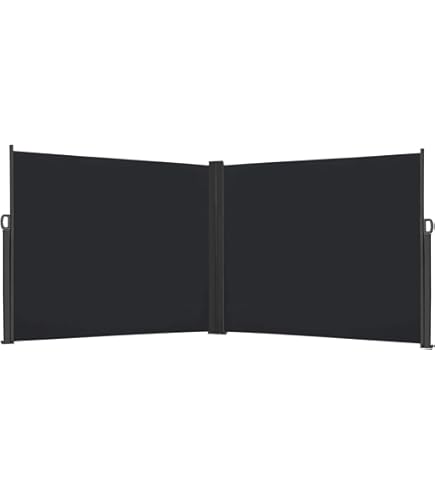AufuN Zijluifel Uitschuifbaar 180 x 600 cm Dubbel Polyester Zonwering Windscherm Luifel voor Balkon Terras Tuin Camping, Antraciet