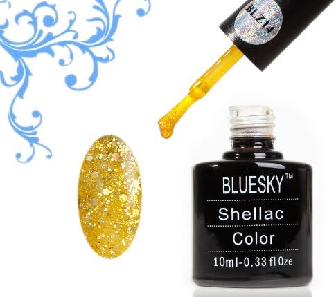 Bluesky Shellac Starter Pack '18' CARROT GOLD BLZ 14 with Top and Base- UV Gel Soak off Nail Polish 10ml