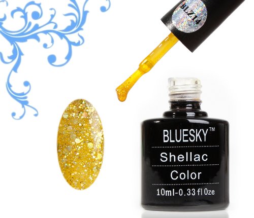 Bluesky Shellac Starter Pack '18' CARROT GOLD BLZ 14 with Top and Base- UV Gel Soak off Nail Polish 10ml