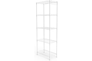 Bonnlo 5-Tier Wire Shelving Unit,Metal Storage Shelves with Adjustable Feet, 54x29x150cm Free Standing Tall Shelving Unit for Kitchen Pantry Garage Organization,White