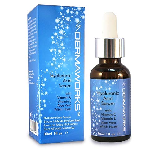 NUEVO SUERO DERMAWORKS de Ácido Hialurónico con Vit C, Vit E y Aloe Vera. Antiarrugas, anti-edad. Trata la piel seca, retiene la humedad para una hidratación superior. Rellena y reafirma la pie