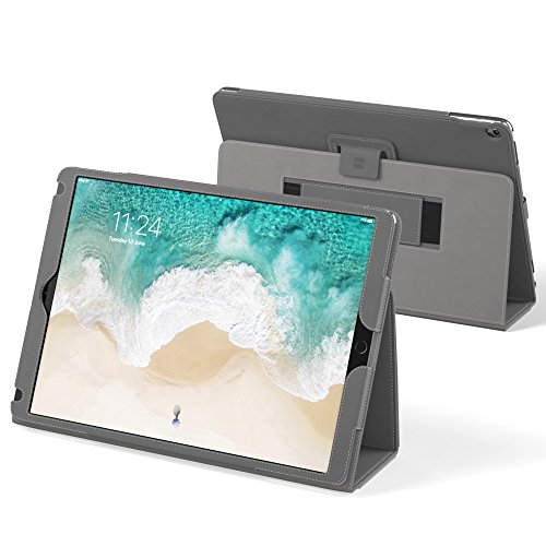 iPad Pro 12.9 (2017) Hülle Grau, Snugg Leder iPad Pro 12.9 (2017) Schutz Klapphülle Case Cover [Lebenslange Garantie] mit Ständer für Apple iPad Pro 12.9 (2017)