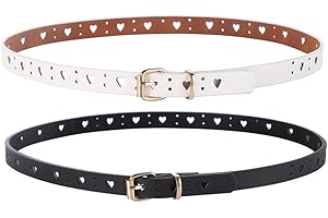 SURALIN 2 pezzi Cintura Bambina, Cinture in Pelle PU con Fibbia in Metallo per Ragazze, Pantaloni Eleganti,Jeans