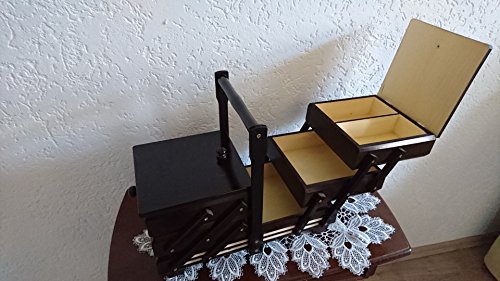 Nähkasten Nähkästchen Handarbeitskorb . 40x19x30cm Holz Handarbeit XXL braun - 2