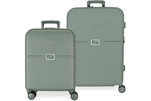 Pepe Jeans Accent Juego de maletas Verde 55/70 cms Rígida ABS Cierre TSA integrado 116L 7,54 kgs 4 Ruedas dobles Equipaje de Mano