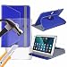 Produktbild Spyrox - Lenovo Yoga Tablet 3 (8 inch) Tablet- Hülle PREMIUM PU 360 Rotierende Leder-Brieftasche Folio Faux 4 Springs Stand mit gehärtetes Glas LCD-Display Schutzfolie -Blue