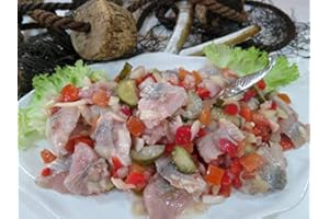 ‎IHR FACHGESCHÄFT KLAASSEN GreetFish Matjessalat Natur, milder Matjes in Stücken, Gemüse, Cayennepfeffer, 500g