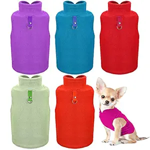 Weewooday 6 Pieces Dog Fleece Vest Dog Pullover Warm Dog Jacket Cold Weather Pet Sweater with Leash Ring Cozy Dog Clothes for Small Cats Dogs