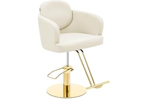 Physa Physa WINMFORD Cream & guld frisörstol med fotstöd 480–630 mm 200 kg krämfärga/gyllene barberstol frisörstol höjdjusterbar användningsstol frisör