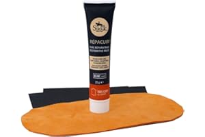 SOFOLK DEPUIS 1989 Sofolk - Kit Reparación Todo Tipo de Cueros - Pasta de reparación RépaCuir 20 gr + 1 trozo de Cuero 10x20 cm + 1 Hoja de Papel abrasivo - para Cuero Desgastado, Arañazos, Cortes, Grietas