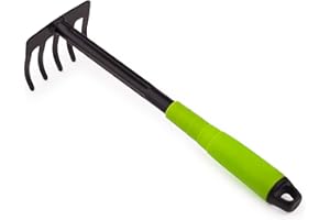 Mivos Blumenrechen aus Stahl mit 5 Zinken für die Gartenpflege – Kleine Harke für Garten Balkon Gemüsegarten – Garten Handrechen mit Ergonomischem Griff – Arbeitsbreite 85 mm