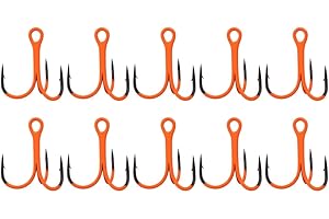 MIOYOOW Hameçons Triples de Pêche, 10 Pcs Trident Peche en Acier à Haute Teneur en Carbone, avec Conception Barbelée pour Eau Douce et Eau Salée