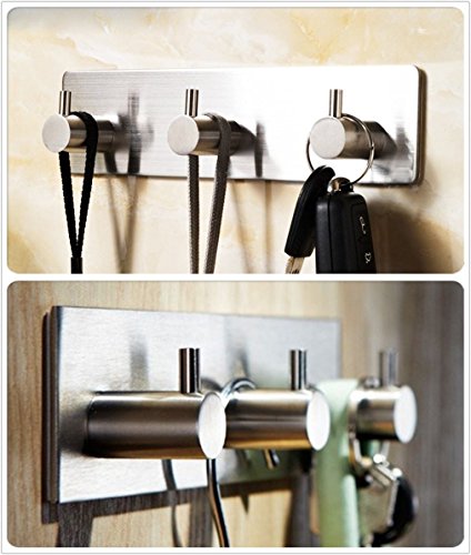Handtuchhaken Selbstklebend Bademantelhaken 3 Haken Wandhaken Edelstahl rostfrei Bad und Küche Handtuchhalter Kleiderhaken Ohne Bohren, Einfach zu installieren, Super starke Haftung - 5