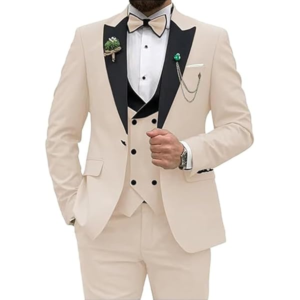 Sliktaa Heren 3-delig pak één knop slim fit formele bruiloft diner pak blazer vest en broek veelkleurig, roze, S