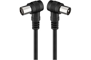 Goobay 11525 Cavetto Coax Antenna ad Angolo Coassiale (<70 dB), Schermatura Doppia, Nero, 1.5 m Lunghezza del Cavo