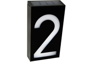 Numéro de Maison avec 6 LED Lumières Solaire, KEEDA Numéro de Porte, Numéro de Maison éclairé pour Mur, Jardin, Maison, Appartement