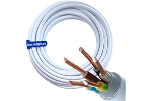 HILARK CABLE TECH NYM-J 5x6 mm2 5g6 Câble pour locaux humides Câble pour courant fort Câble électrique Câble d'installation Blanc 25m