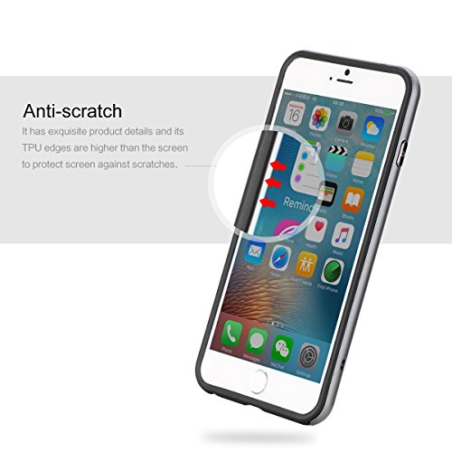 Funda ROCK Royce iPhone 6 6s Plus Case  Netted Texturizado  Doble Capa  Dos Colores  Apple Logo  PC TPU  Agujero Honda Tel  fono Caja Caso para Apple iPhone 6 6s Plus 5 5 inch  - Gris de hierro