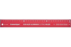 transotype Schneide-Lineal 30 cm lang, aus Aluminium im knalligen Rot, rutschfest, robust, mit besonders gerader Schneidekante