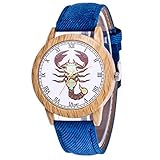Luckhome Quarz Uhr Mit Leder Armband Damenmode Casual Lederband Analoge Quarz-Uhr T287-N Quarzuhr(Blau)