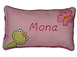 Rosa Schmusekissen * Kuschelkissen * Frosch * mit Namen bestickt * in zwei Größen