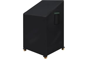 KINGARDEN Patio Stacking Chair Cover Waterproof 600D Oxford Fabric Heavy Duty Garden Chair Cover with Air Vent Anti-UV Windproof Tear-proof for Stackable Reclining Chairs 65x75x85/120cm Black 1Pack