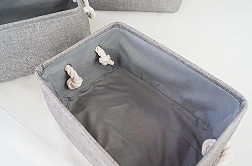 Starsglowing Wäschekorb Aufbewahrungskorb mit Griff Schrank Organizer Aufbewahrungsbox für Kleidung Handtücher Bettwäsche (Large, Grau) - 5