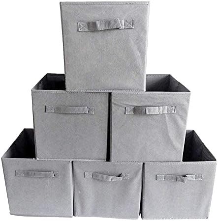 SavingPlus 6XGrey Foldable Storage Collapsible Box Home Clothes Organizer Fabric Cube…