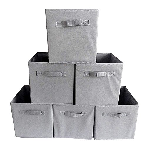 SavingPlus 6XGrey Foldable Storage Collapsible Box Home Clothes Organizer Fabric Cube…