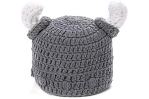 Uteruik - Cappello lavorato a maglia con corna vichinga, per neonato, fatto a mano