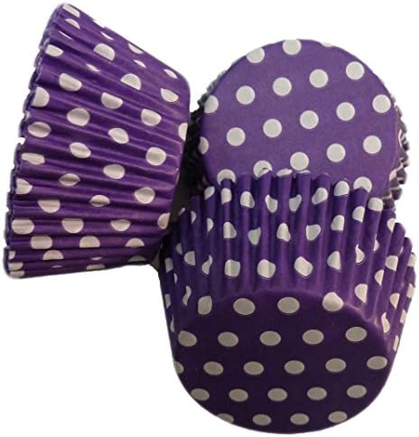 Scrumptious! 24PC Cupcake Cases - Purple Polkadot - 65GSM 51mm x 38mm Greaseproof Paper Baking Cases - Great for Wedding Birthday and Anniversary Party Muffins Cakes and Bakes